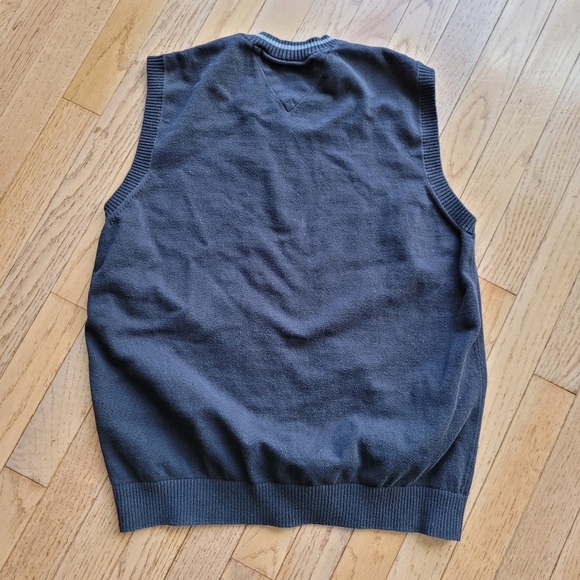 Tommy Hilfiger Argyle Sweater Vest V Neck Black Gray Size M - Picture 4 of 9